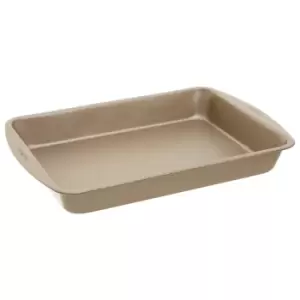 Image of Premier Housewares Satin Champagne Carbon Steel Roasting Pan 38cm - Gold