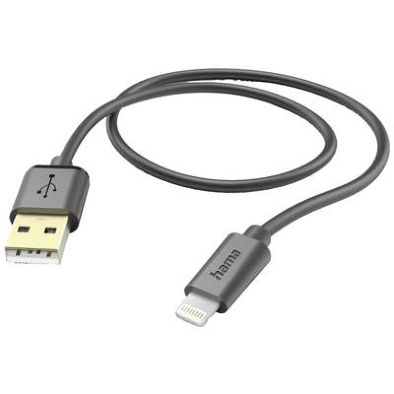 Image of Hama Hama USB charging cable USB 2.0 Apple Lightning plug, USB-A plug 1.50 m Black 00201580 00201580