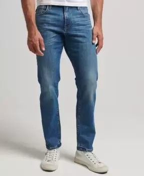 Image of Superdry Mens Organic Cotton Slim Straight Jeans Blue / Mercer Mid Blue - Size: 32/32