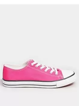 Image of Yours Yours Wide Fit Canvas Low Trainer Bright Pink, Size 9, Women