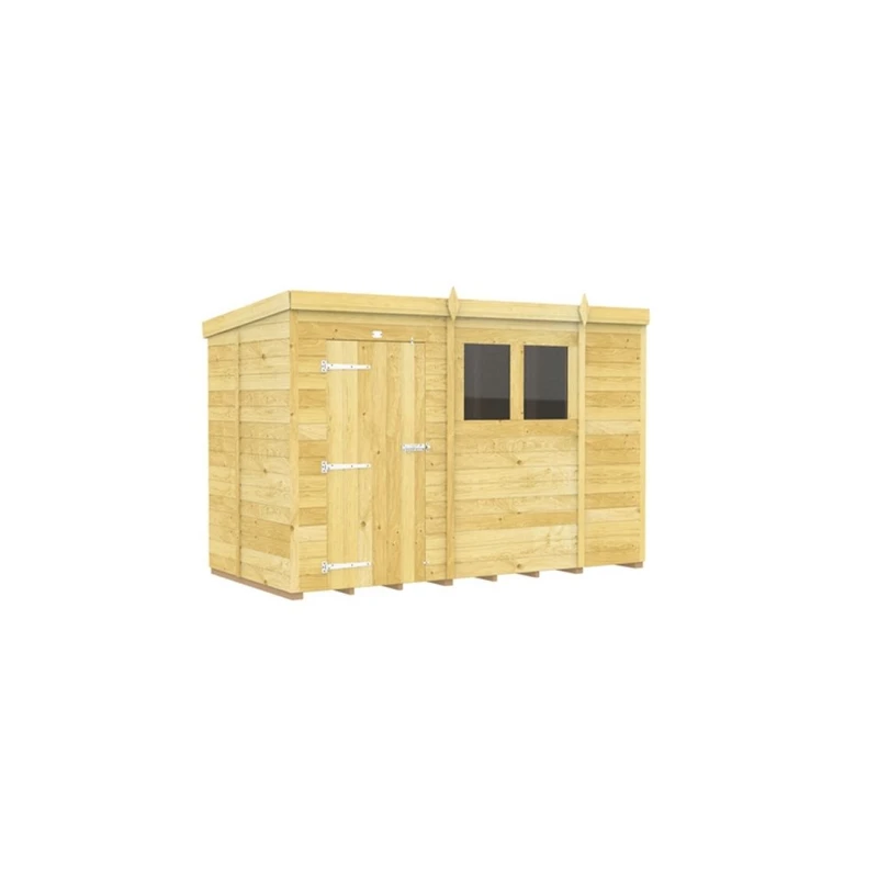 Image of Buttercup Farm 10 x 5 Feet Pent Shed - Single Door W/ Windows - L147 x W302 x H201cm in Brown Brown Unisex