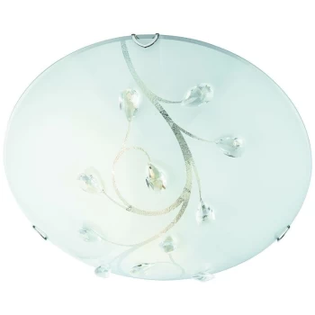 Image of Searchlight Flush - 3 Light Large Ceiling Flush Light Chrome, Crystal Glass, E27