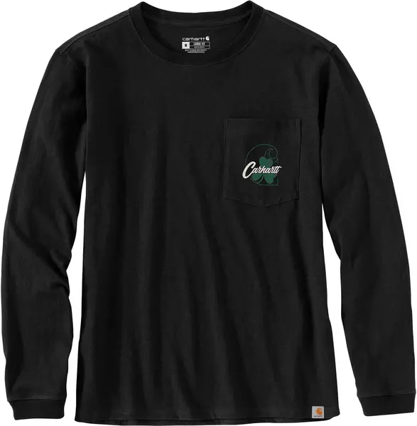 Image of Carhartt Loose Fit Shamrock Graphic Ladies Long Sleeve Shirt, black, Size XS for Women
