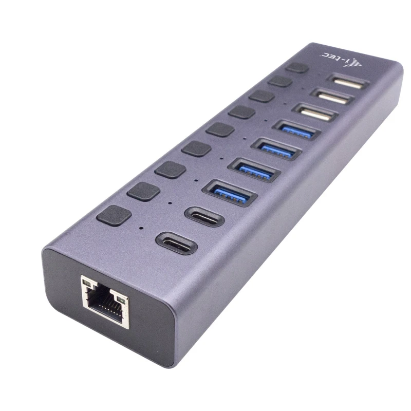 Image of i-tec i-tec USB-A/USB-C Charging HUB 9port with LAN + Power Adapter 60 W CACHARGEHUB9LANUK