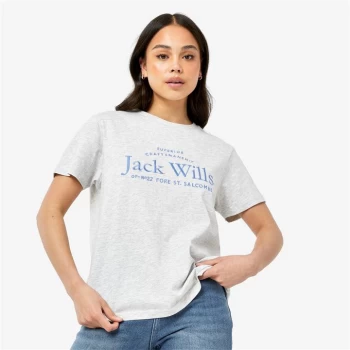 Image of Jack Wills Forstal Boyfriend Logo T-Shirt - Lt Ash Marl