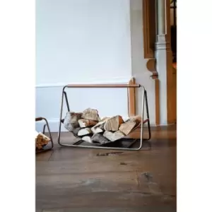 Image of Ivyline Modern Antique Brass and Leather Log Holder