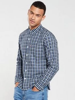Image of Levis Sunset One Pocket Shirt - Blue Check Size M Men