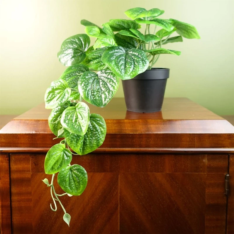 Image of Leaf Artificial Trailing Green Potted Pothos Plant Botanik Green