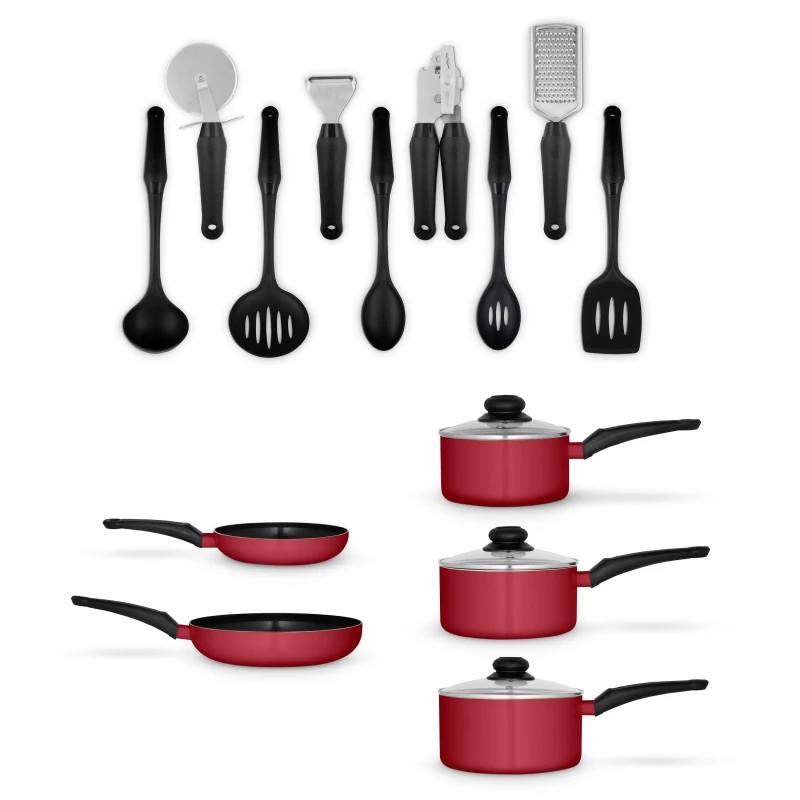 Image of Swan 14 Piece Townhouse Pan Set Red ONE SIZE