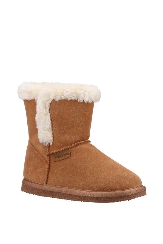 Image of Hush Puppies 'Ashlynn' Suede Slipper Booties Tan female