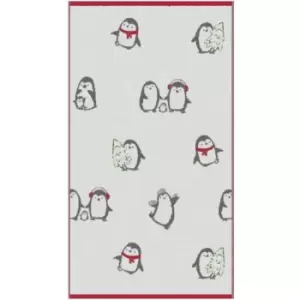 Image of Fusion Christmas Penguins Jacquard 100% Cotton 650gsm Hand Towel, Multi