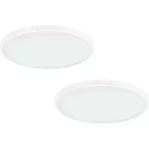 Image of 2 PACK Wall / Ceiling Light White 600mm Round Surface Mounted 27W LED 3000K
