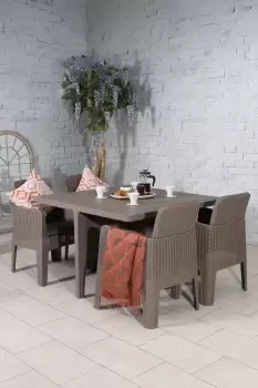 Image of Faro 5 Piece Taupe Grey Deluxe Cube Outdoor Dining Set