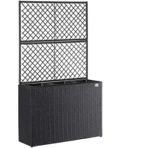 Image of Deuba Flower Box Trellis Poly Rattan Planter Black