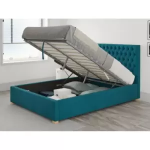 Image of Monroe Ottoman Upholstered Bed, Plush Velvet, Teal - Ottoman Bed Size Small Double (120x190)