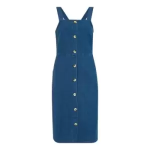 Image of Yumi Blue Denim Dungaree Dress - Blue