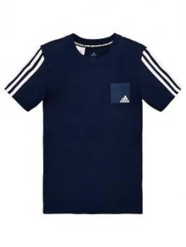 Image of Adidas Childrens Logo Short Sleeve T-Shirt - Navy