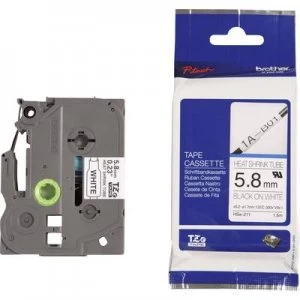 Image of Heatshrink label Brother HSe HSe-211 Tape colour: White Font colour:Black 5.8mm 1.5 m