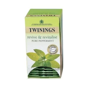 Image of Twinings Revive and Revitalise Pure Peppermint Individually-wrapped Infusion Tea Bags Pack of 20 Tea Bags