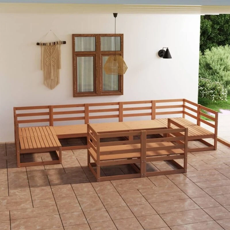 Image of VIDAXL 9 Piece Garden Lounge Set Solid Pinewood Vidaxl 8720286473054