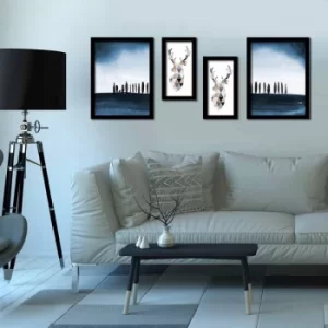 Image of 4P3040SCT022 Multicolor Decorative Framed MDF Painting (4 Pieces)