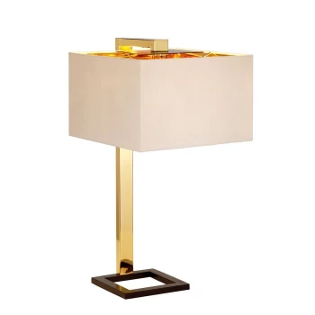 Image of Plein 1 Light Table Lamp - Dark Brown, Polished Gold Finish, E27