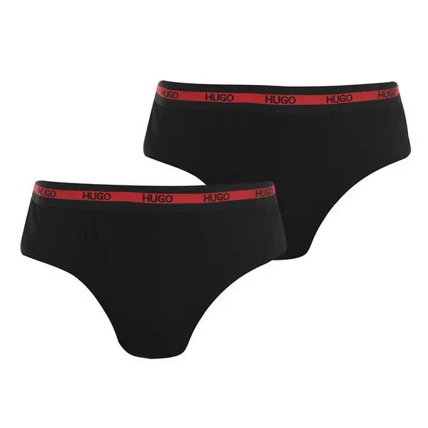 Image of Hugo 2pk Block Color Waistband Briefs - Black M