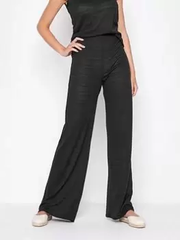 Image of Long Tall Sally Wide Stitch Detail Beach Trouser - Black, Size 10-12, Women