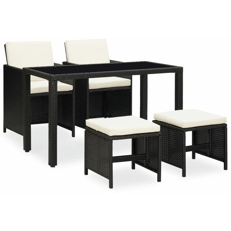 Image of vidaXL Outdoor Dining Set 11 Piece Black Poly Rattan Garden Patio Furniture