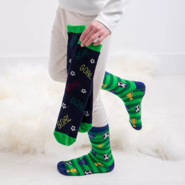 Image of totes Pack of 2 Toasties Kids Original Football Slipper Socks MultiColoured