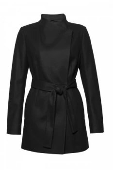 Image of French Connection Platform Felt Long Sleeved Crossover Jacket Black