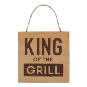 Image of King of the Grill Square Wooden Hanging Sign