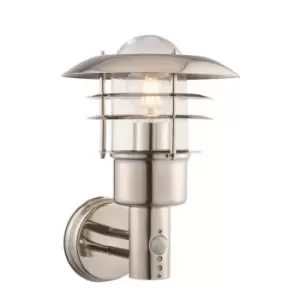 Image of Endon Dexter - 1 Light Outdoor Wall Polished Stainless Steel, Glass IP44, E27