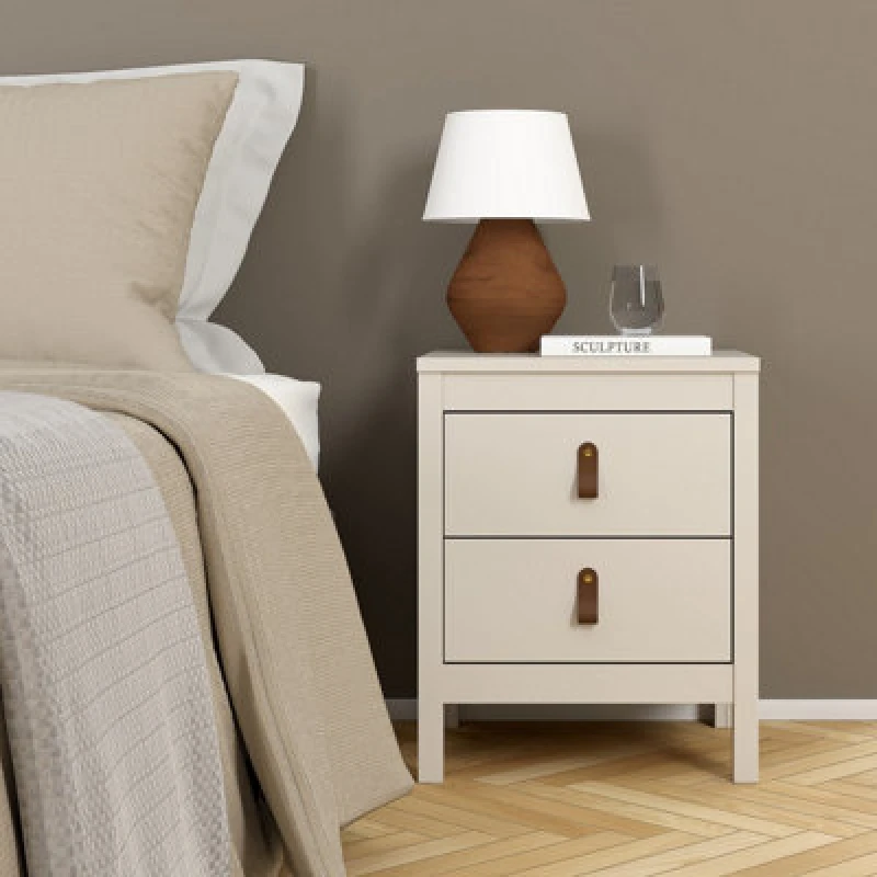 Image of Madrid Cashmere 2 Drawer Bedside Table (H)541mm (W)438mm (D)384mm