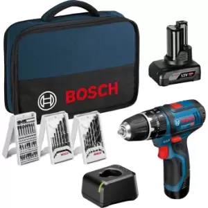 Image of Bosch GSB 12 V-15 12v Cordless Combi Drill 1 x 2ah & 1 x 4ah Li-ion Charger Bag & Accessories