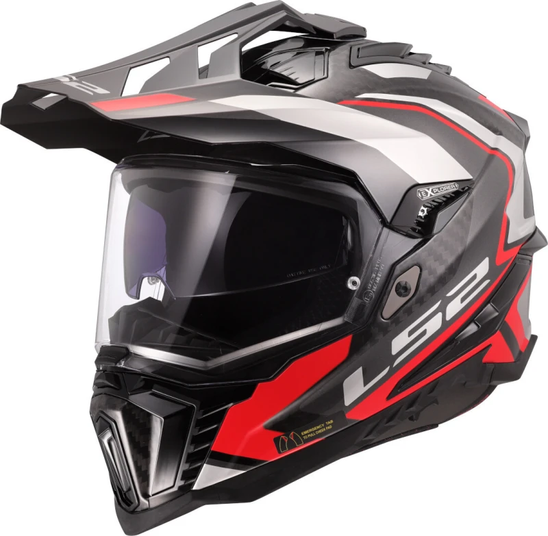 Image of LS2 MX701 Explorer Carbon Frontier II Motocross Helmet, carbon-red, Size L for Men
