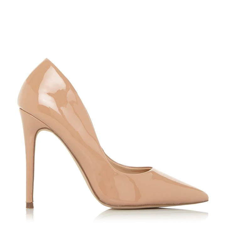 Image of Head Over Heels by Dune Natural 'Aimees' High Stiletto Heel Court Shoes - 4