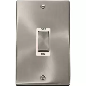 Image of Click Deco Satin 45A DP Switch 2 Gang Upright in Chrome Stainless Steel
