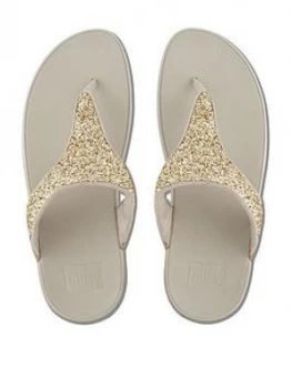 Image of FitFlop Glitterball Toe Post Pale Gold Pale Gold Size 6 Women