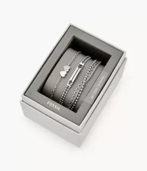 Image of Fossil Women Silver-Tone Steel Bracelet Gift Set
