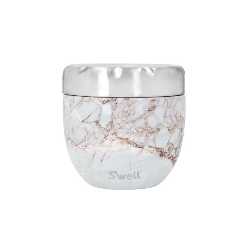 Image of Swell S'well Calacatta Gold Eats 2-in-1 Food Bowl Lunch Storage 12x12cm White 39282510000