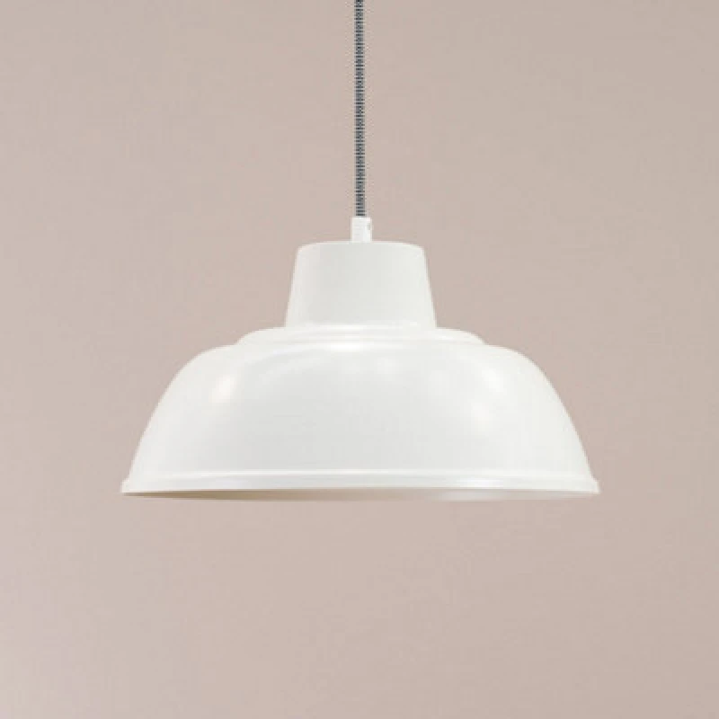 Image of ValueLights Morris Metal Drop Hanging Pendant Ceiling Light White