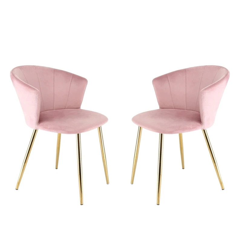 Image of Home Garden Direct Mill - Set of 2 Velvet Dining Chairs - Pink Pink Unisex