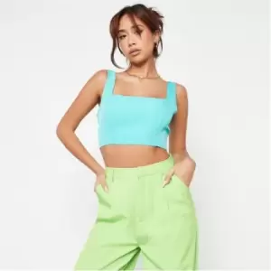 Image of Missguided Tall Seam Detail Tailored Bralet - Blue