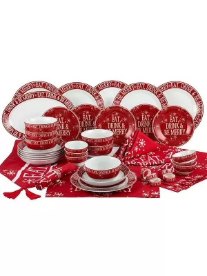 Image of Waterside 50 Piece Christmas Script Dinner Set