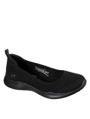 Image of Skechers Microburst 2.0 Wide Fit Ballerina Shoes, Black, Size 8, Women