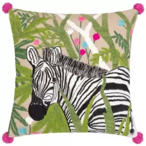 Image of Zedra Embroidered Cushion Multicolour, Multicolour / 50 x 50cm / Polyester Filled