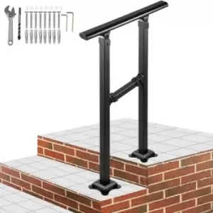 Image of VEVOR Outdoor Stair Railing, Fits for 1 Step Transitional Wrought Iron Handrail, Adjustable Exterior Stair Railing, Handrails for Concrete Steps with
