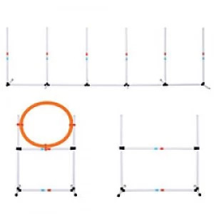 Image of PawHut Dog Agility Set White, Yellow 650 mm x 3280 mm x 9450 mm