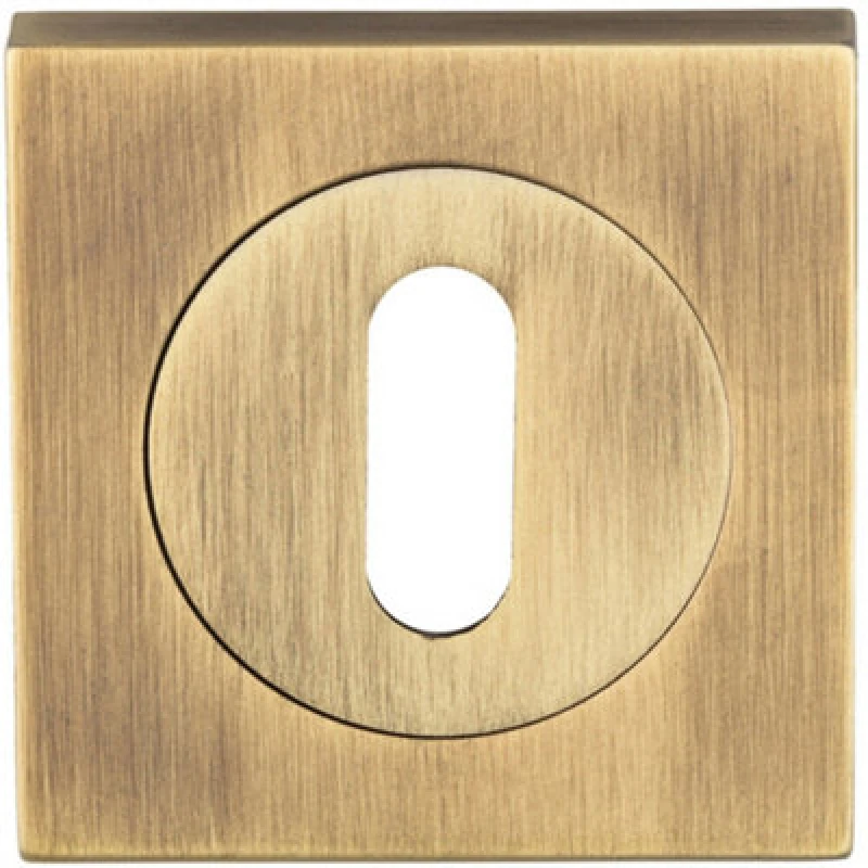 Image of Loops Square Lock Profile Escutcheon 51 x 51mm Concealed Fix Antique Brass Metallics unisex